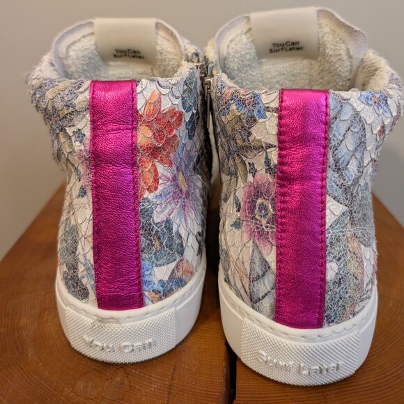 P448 High Top Sneaker RARE Snake-Embossed Floral Print Zip- Size 41/10.5 - Picture 4 of 14